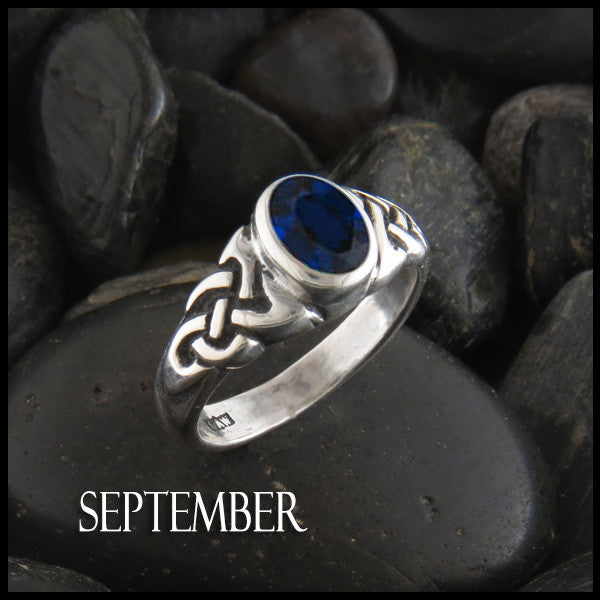 September Birthstone Celtic Ring in Sterling Silver