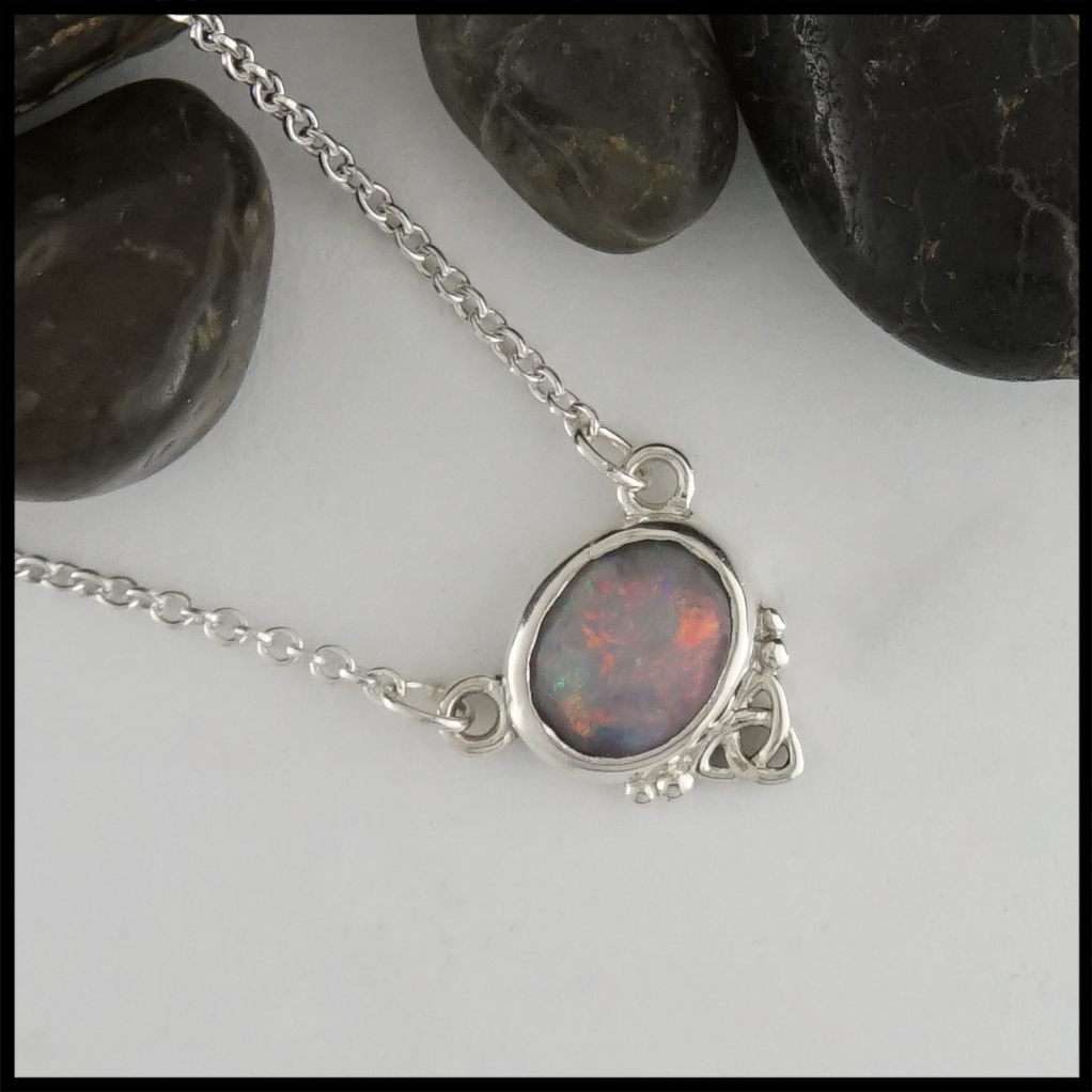This 1.43 ct opal is custom set in a sterling silver pendant.