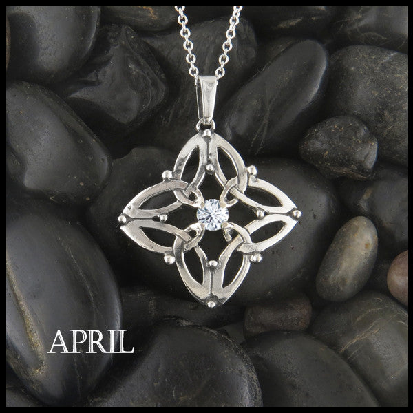 April Birthstone Celtic Trinity Star Pendant