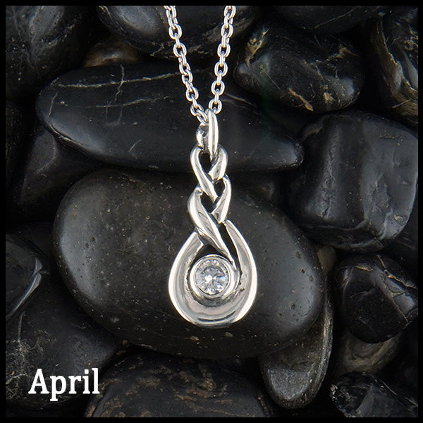April Celtic Birthstone Pendant in Sterling Silver
