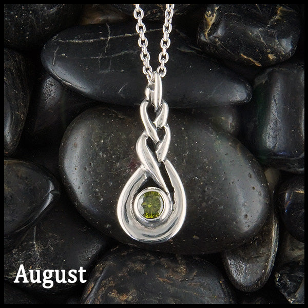 August Celtic Birthstone Pendant in Sterling Silver
