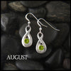 August Birthstone Celtic Eternity Earring in Silver