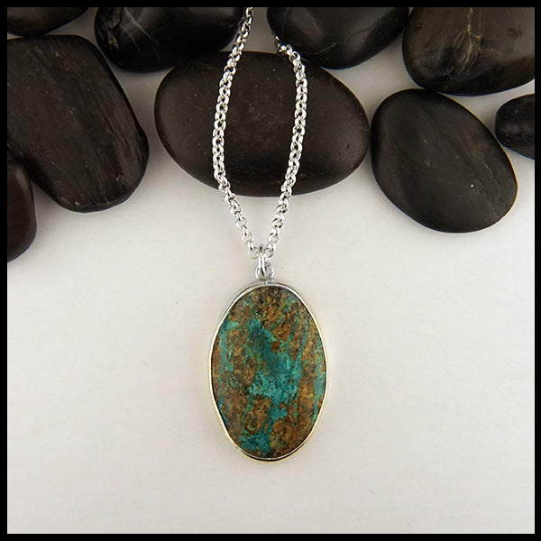 Rustic Tall pine azurite pendant