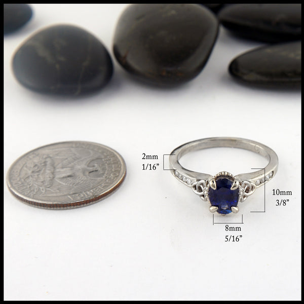 Custom Blue sapphire trinity ring