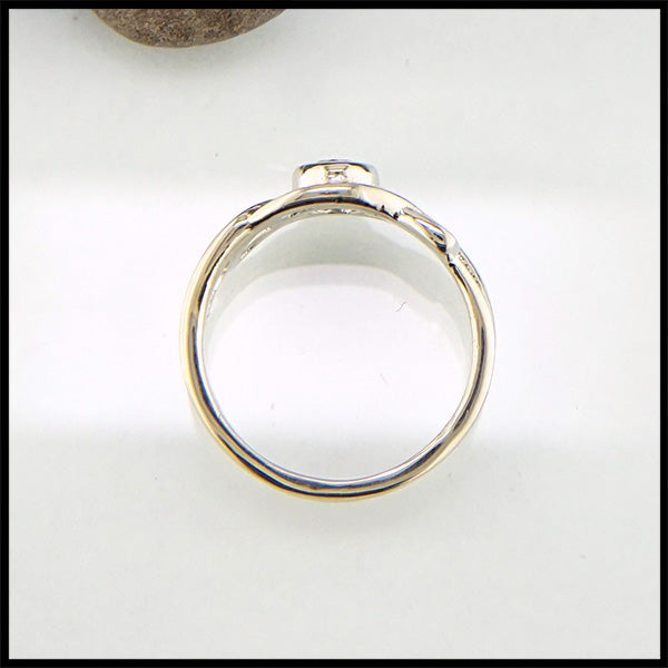 Profile view of Fiona's Knot Ring in 14K White Gold with 1/4CT Diamond