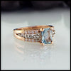 Aquamarine and Diamond ring in rose and white gold
