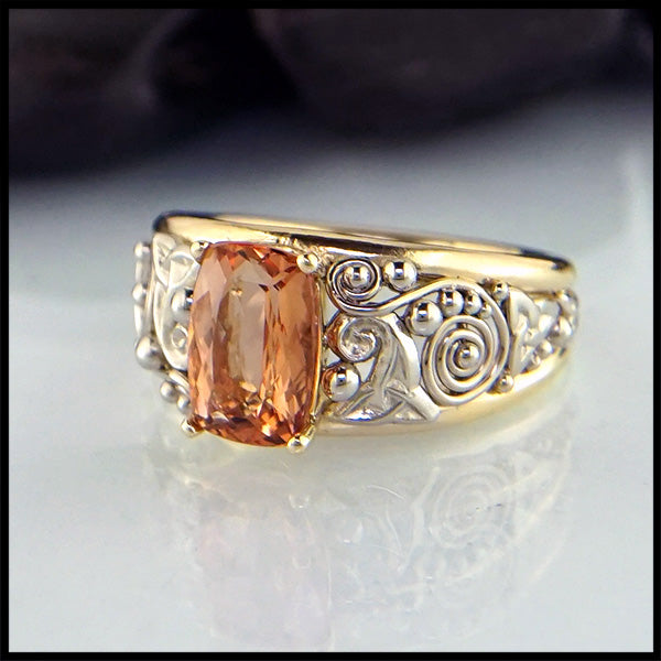 Ring Palladium with Yellow Tourmaline and White Diamonds — AENEA Jewellery