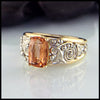 Imperial Topaz custom frame ring in 14K Yellow and White gold