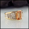 Imperial Topaz custom frame ring in 14K Yellow and White gold