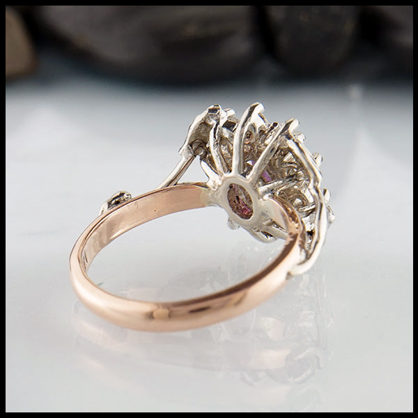Reverse view of Vine and Leaf Purple Garnet Ring