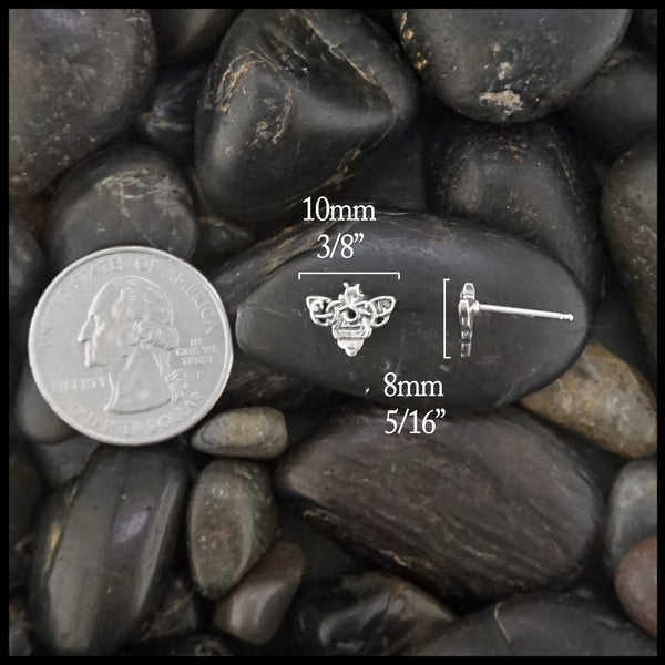 Celtic bee post earrings in silver measure 3/8" by 5/16"