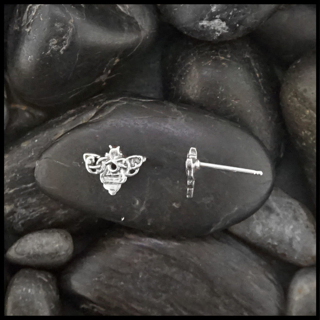 Celtic bee post earrings in sterling silver