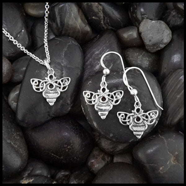 celtic bee pendant and earring set