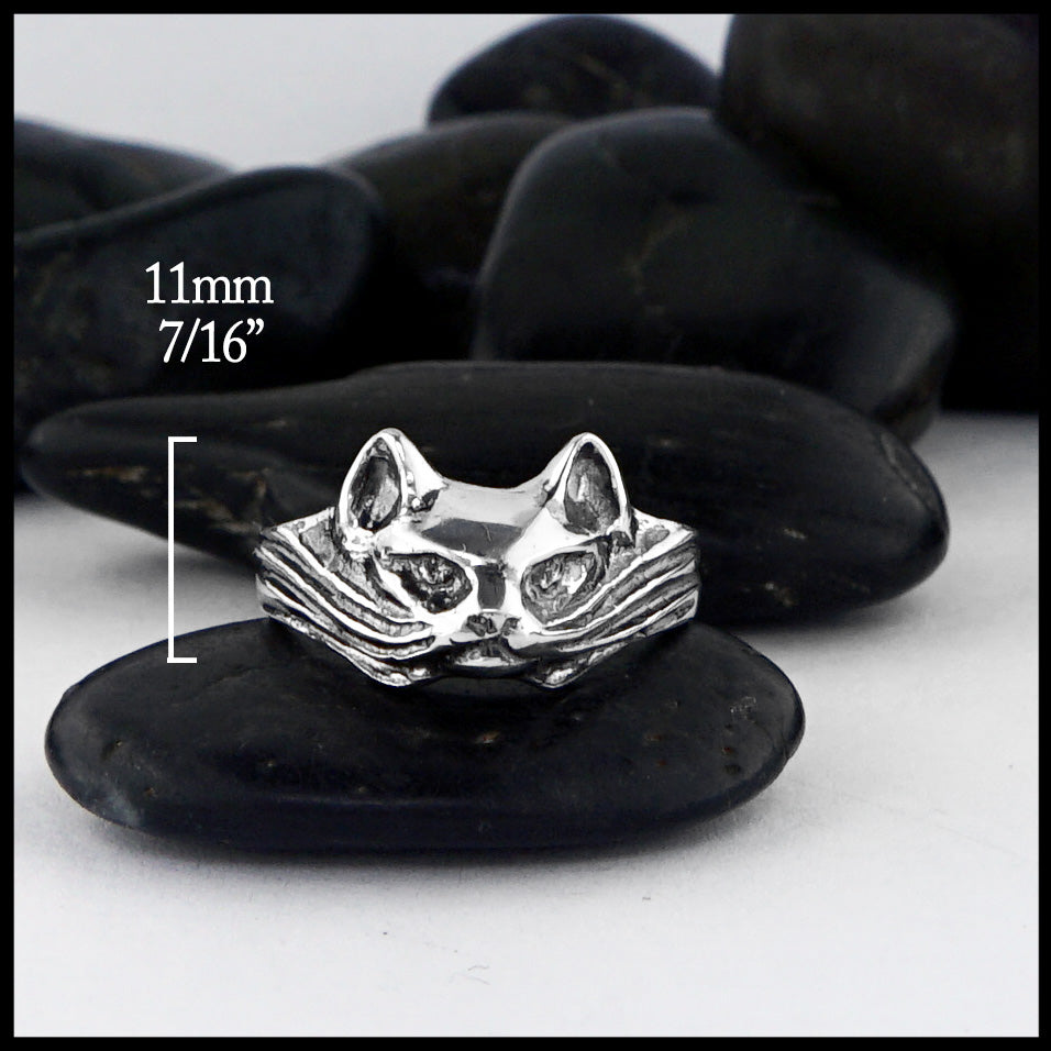 Sterling Silver Long Haired Cat Ring