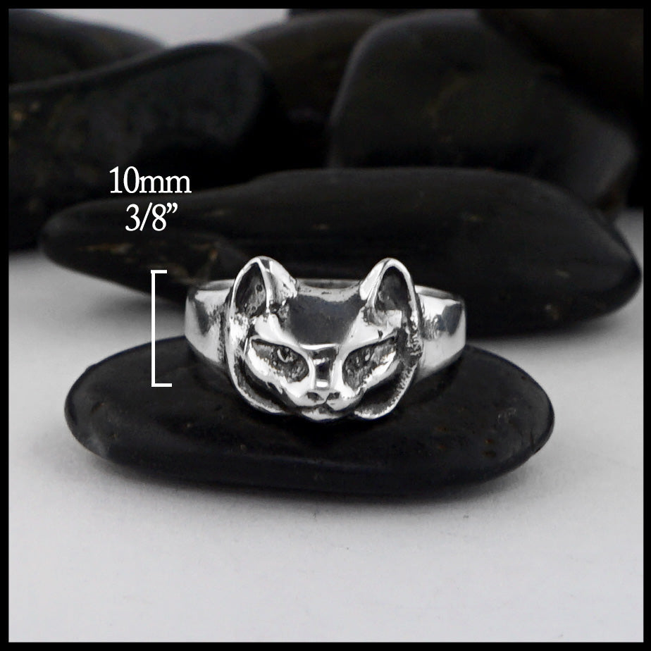 Sterling Silver Smooth Haired Cat Ring