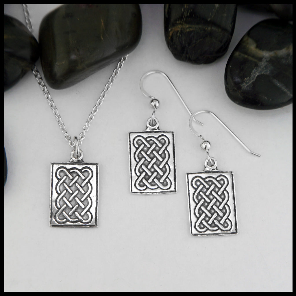 complex weave pendant and earring set