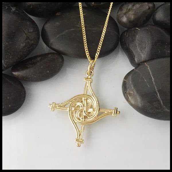 St Brigid Spiral Cross in Gold