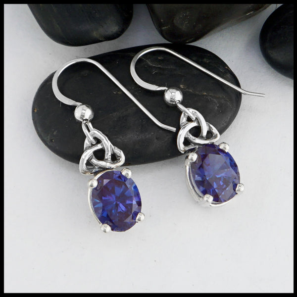 Trinity Knot Drop Earrings with Lab Alexandrite