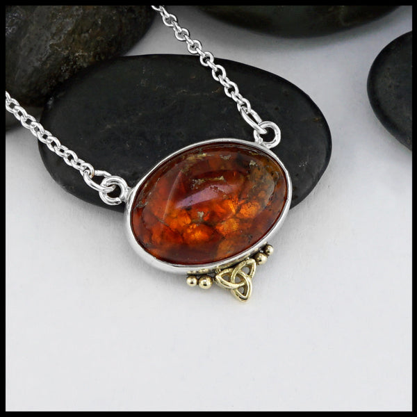 Sterling Silver Pendant with Amber