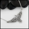 Sterling Silver celtic knot Raven pendant on attached cable chain.