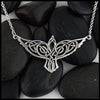 Sterling Silver celtic knot Raven pendant on attached cable chain.