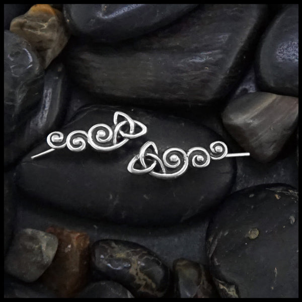 trinity knot ear climber in silver 