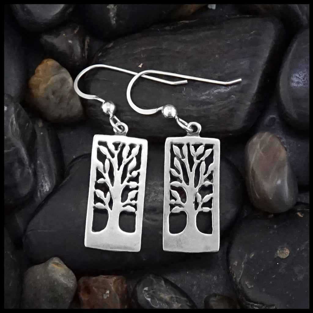 rectangle tree earrings