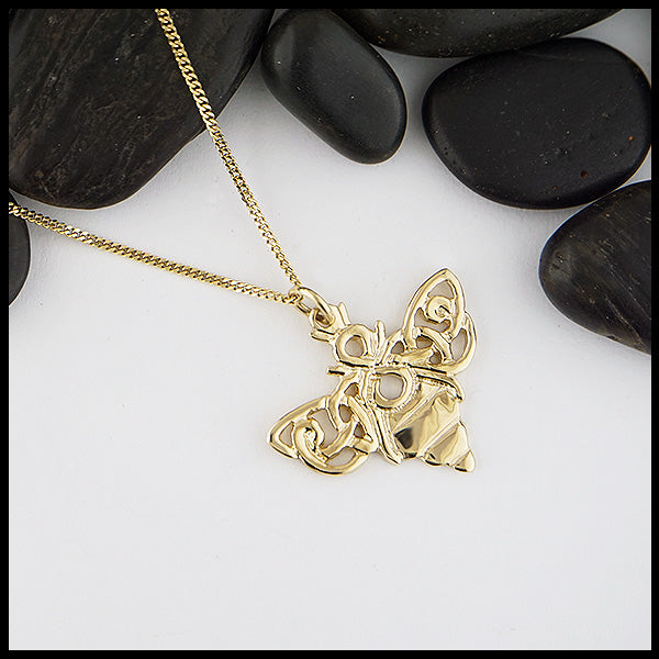 Celtic Bee Pendant in 14K Yellow Gold