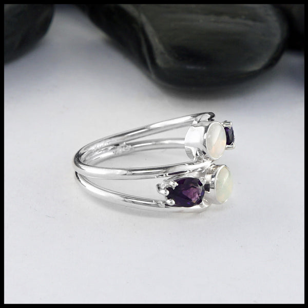 opal and amethyst ring