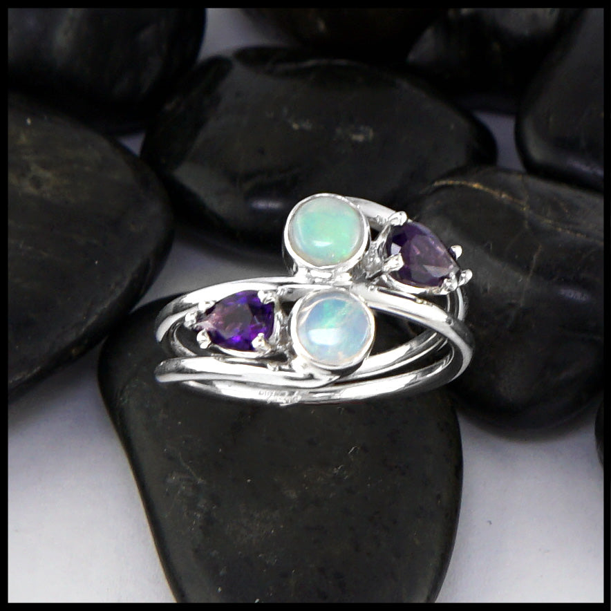 opal and amethyst ring