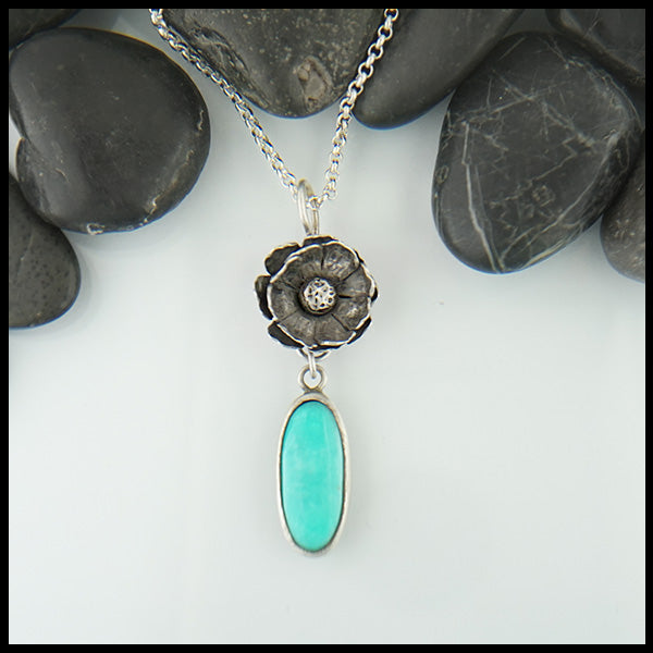 Floral Turquoise pendant in sterling silver