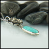Profile view of Floral Turquoise pendant in sterling silver