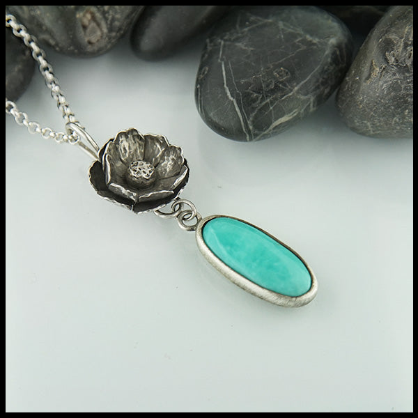 Floral Turquoise pendant in sterling silver