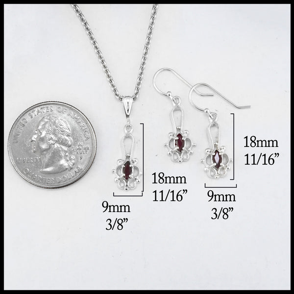 ruby pendant and earring set