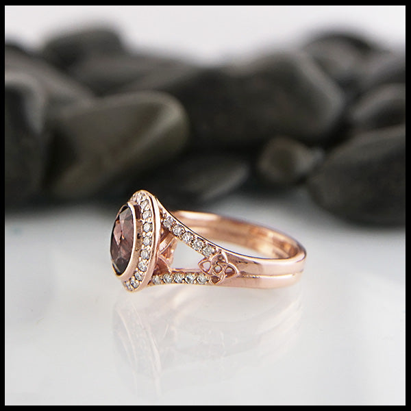 Celtic Ring with Diamond Halo