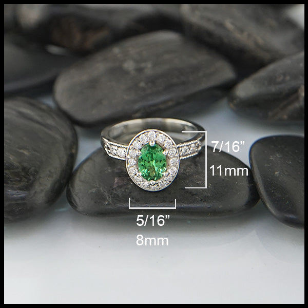 tsavorite and diamond engagement ring
