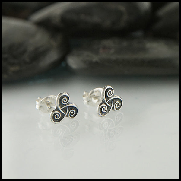 Celtic Spiral Post Earrings in Sterling Silver