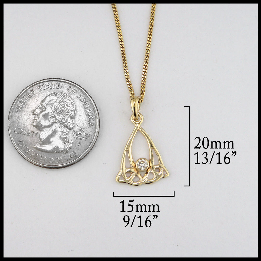 Gold Trinity Knot Pendant and Earring Set with Diamond