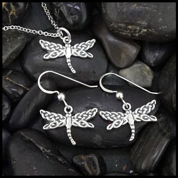 dragonfly pendant and earring set 