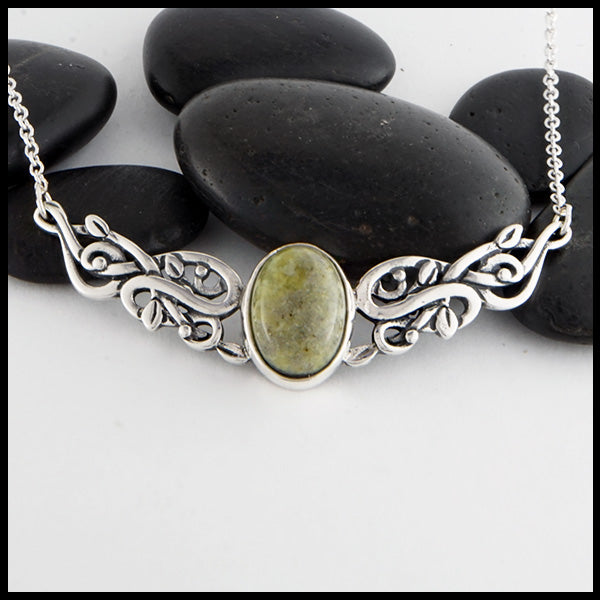 Ivy and Connemara Marble bar necklace in sterling silver