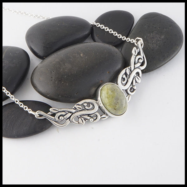 Ivy and Connemara Marble bar necklace in sterling silver