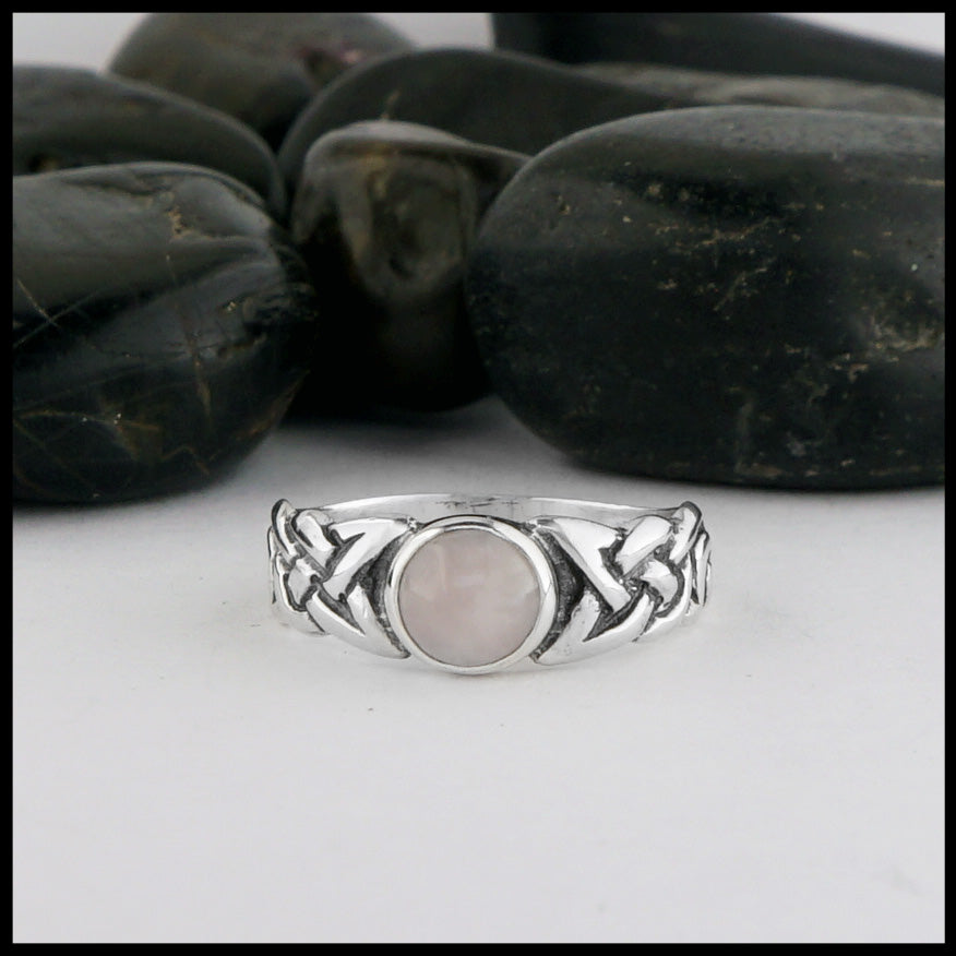 Limited Edition Ban Tigherna Celtic Ring with Rose Quartz