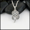 English Rose pendant in Sterling Silver shown on a Sterling Silver cable chain.