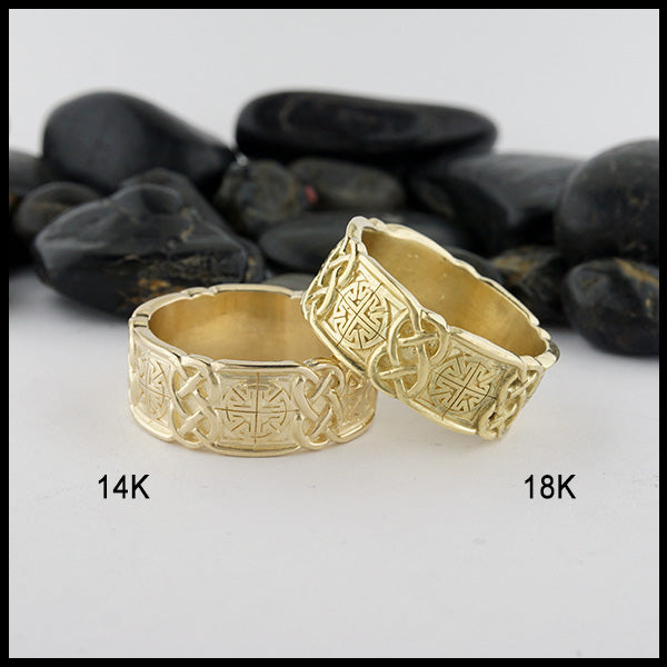 Color variation between 14K Yellow and 18K Yellow gold  in the MacDurnan ring.