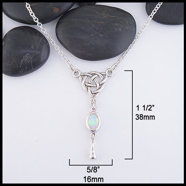 Custom Opal Dew Drop necklace measures 1 1/2" by 5/8".