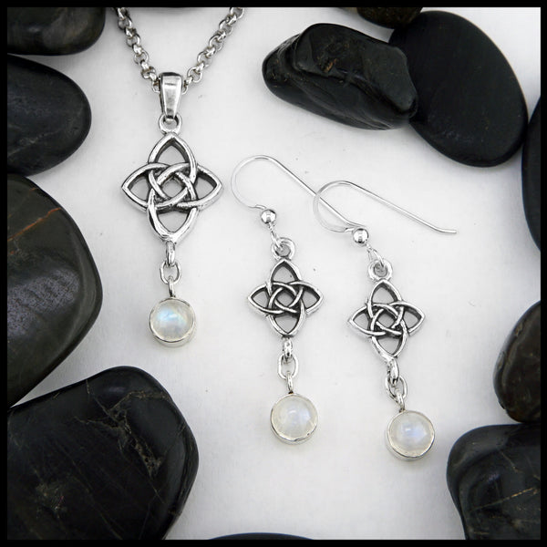 moonstone pendant and earring set