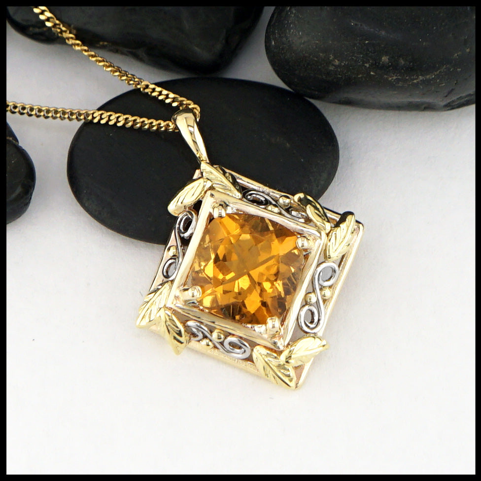 6.00 Carat Citrine Pendant Necklace with Diamond Accents in 18kt Gold Over  Sterling. 18