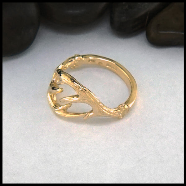 14K Yellow Gold Antler Ring