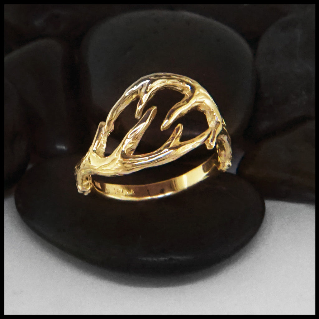 14K Yellow Gold Antler Ring