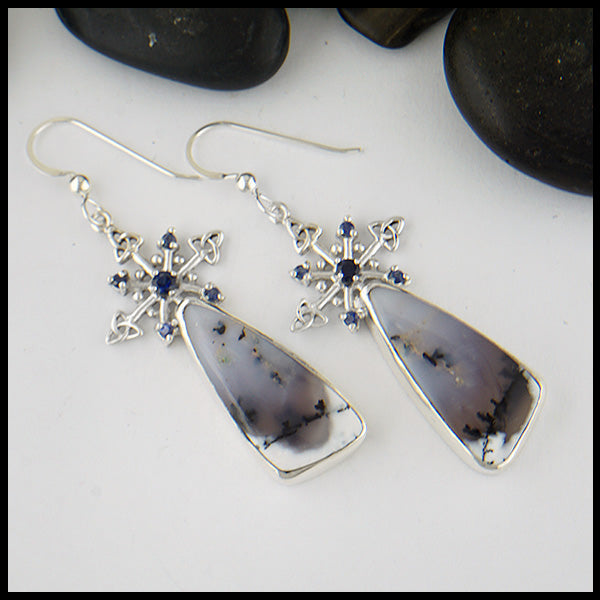 snowflake dendritic opal earrings 